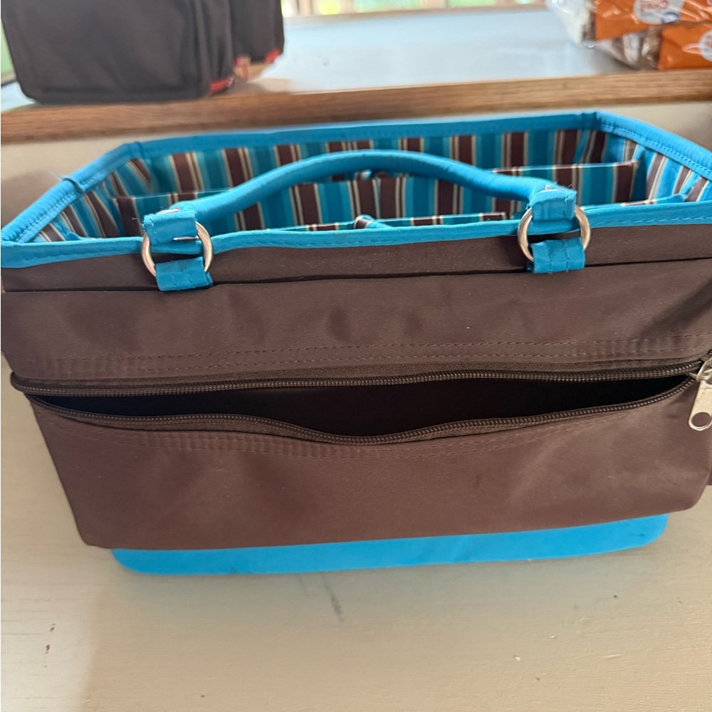 Brown and Blue Tote Bag